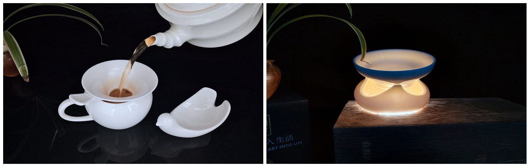 白瓷茶器：小鳥茶漏和三角茶漏，氣質(zhì)典雅脫俗，非常具有現(xiàn)代氣息